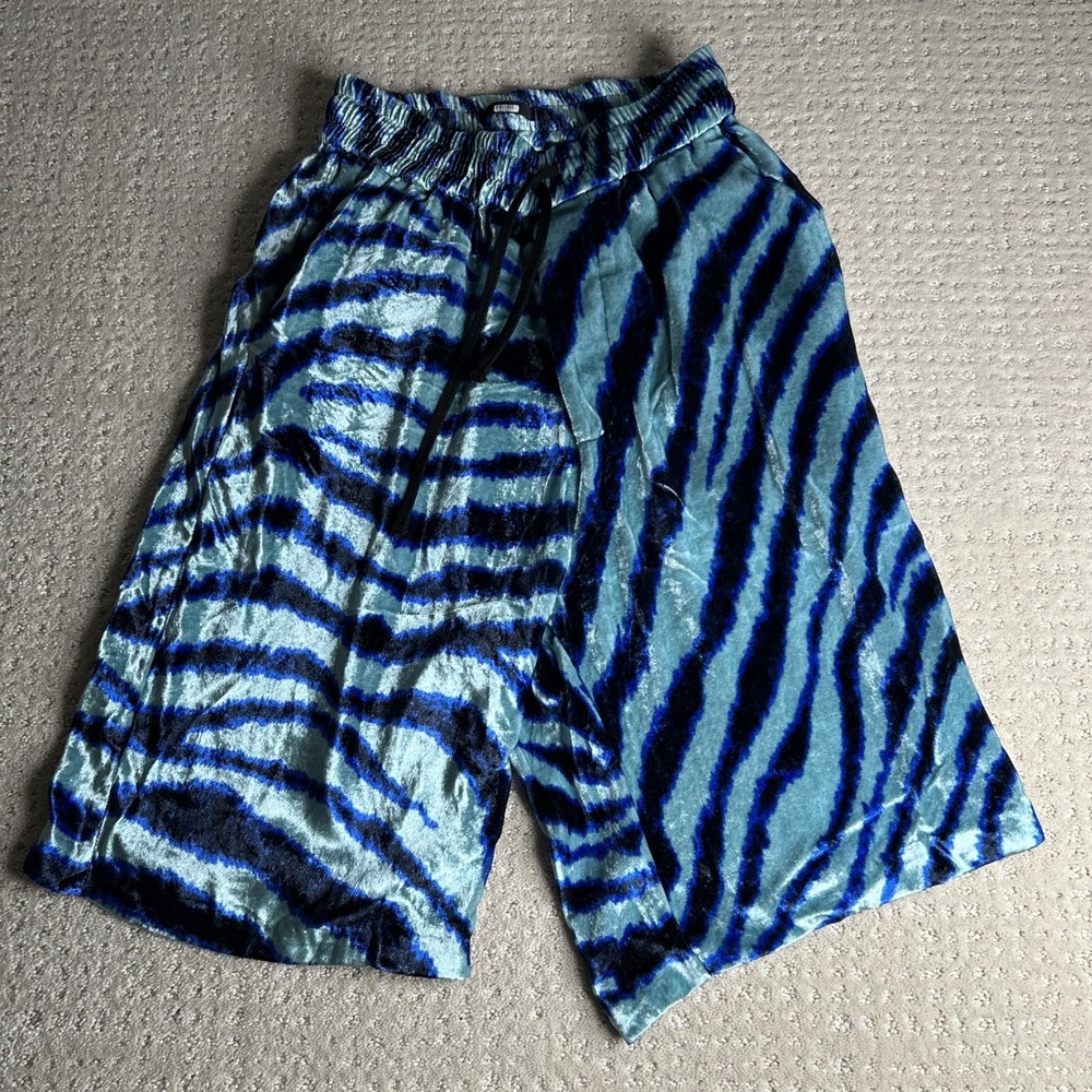 R13 Teal Zebra Striped Velour Shorts Sz XS NWOT
